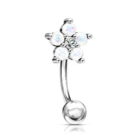 PREMIUM Opal Flower Curved Barbell 16g