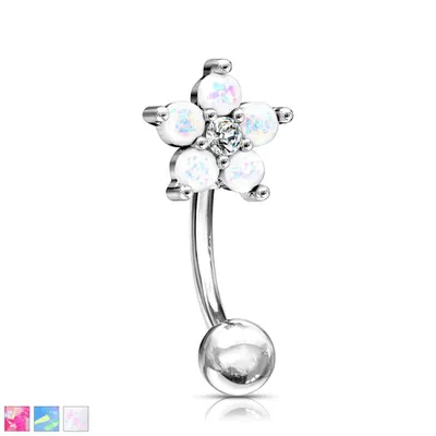 PREMIUM Opal Flower Curved Barbell 16g