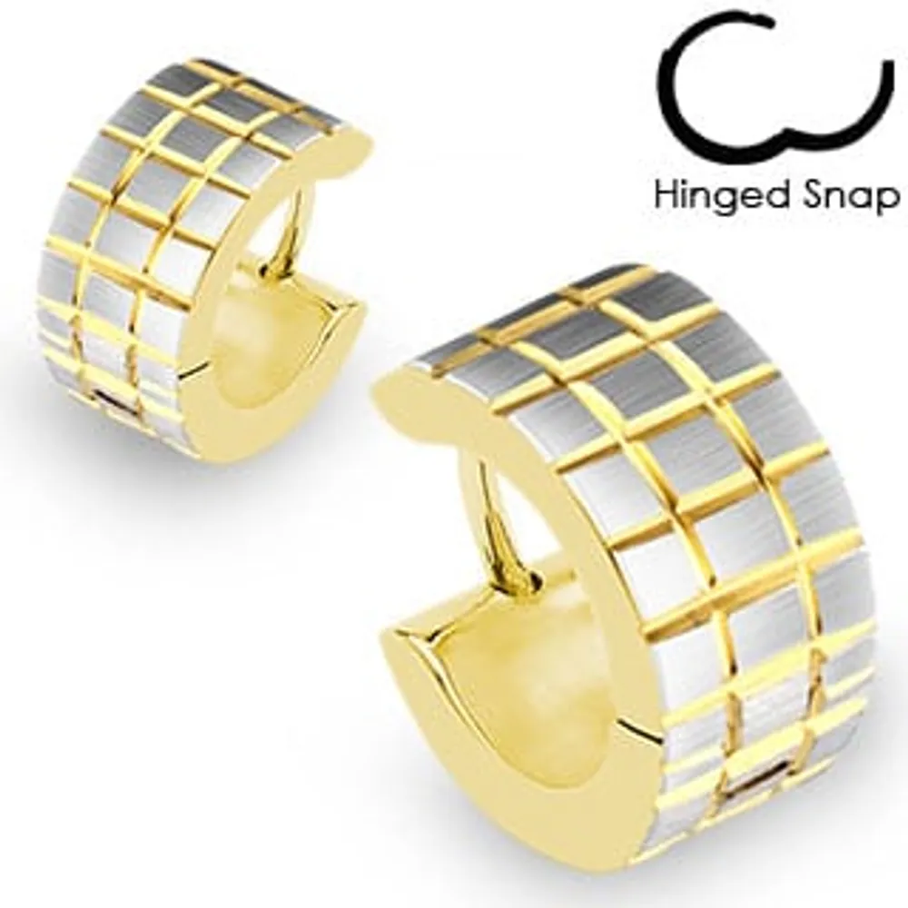 Gold Grid Cut Cuff Earrings