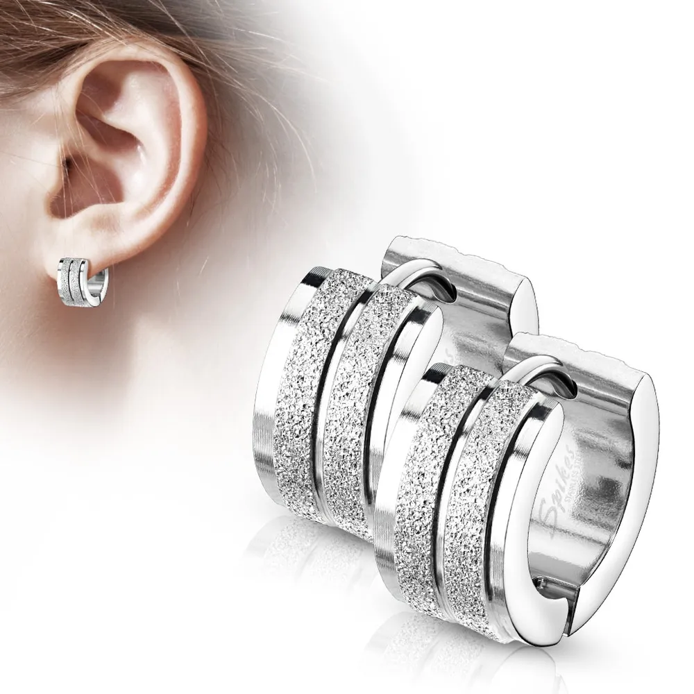 Surgical Steel Textured Stripes Cuff Earrings