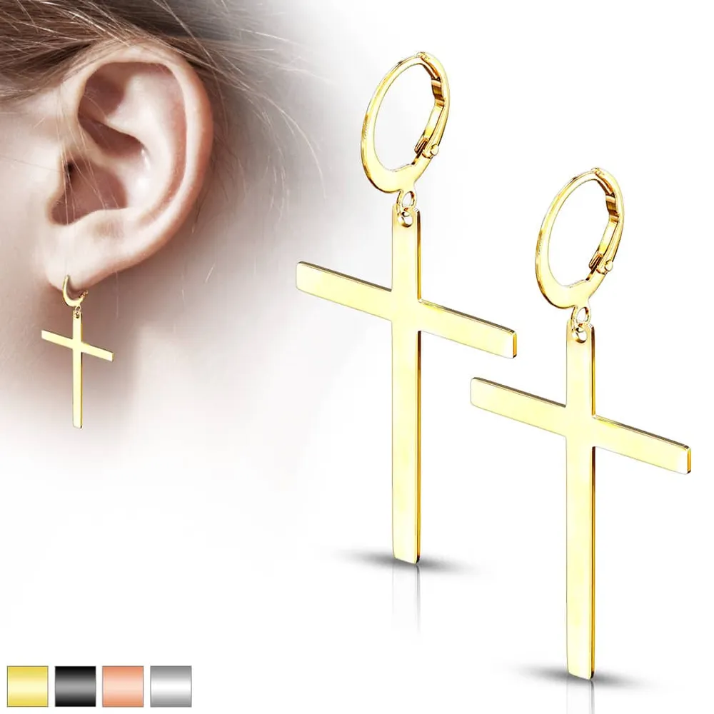 Large Cross Dangle Cuff Earrings