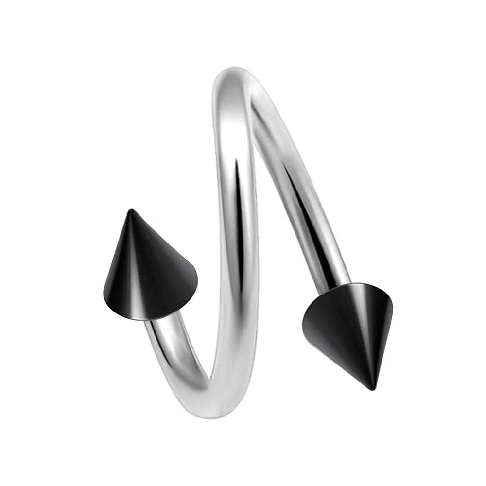 Surgical Steel + Titanium Spiked Twister 16g – 14g