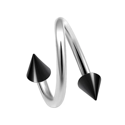 Surgical Steel + Titanium Spiked Twister 16g – 14g