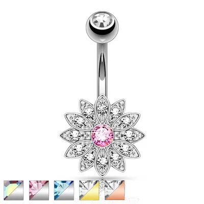 Flower Shield Belly Barbell 14g