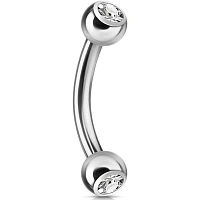 Surgical Steel Crystal Curved Barbell 16g – 14g
