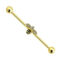 PREMIUM Gold PVD Bumble Bee Industrial Barbell 14g