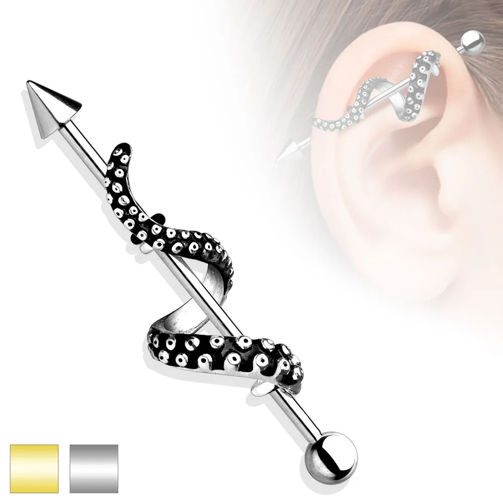 PREMIUM Coiled Tentacle Industrial Barbell 14g