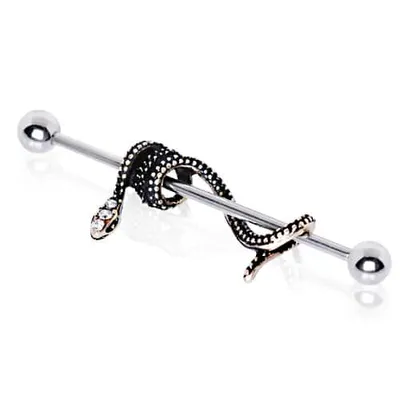 PREMIUM Coiled Snake Industrial Barbell 14g