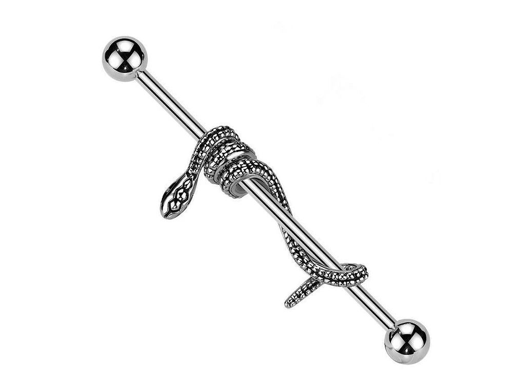 PREMIUM Coiled Snake Industrial Barbell 14g