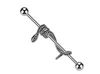 PREMIUM Coiled Snake Industrial Barbell 14g