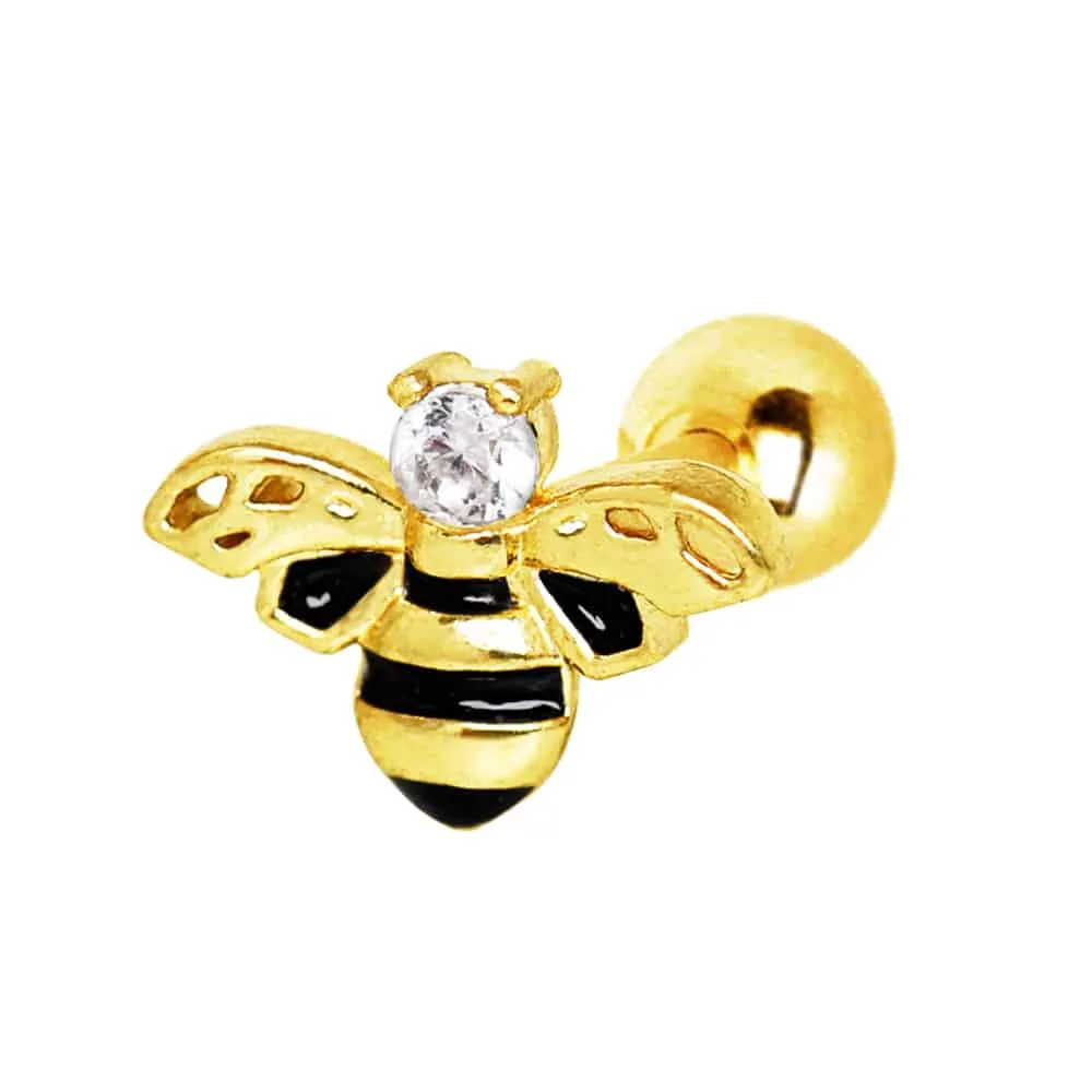 PREMIUM Crystal Head Bee Cartilage Stud 16g