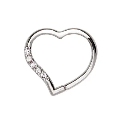 Jewel Edge Heart Bendable Ring 16g