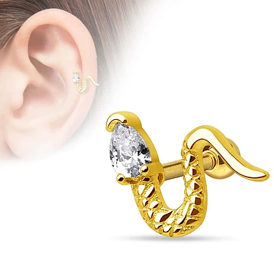 PREMIUM Crystal Snake Cartilage Stud 16g