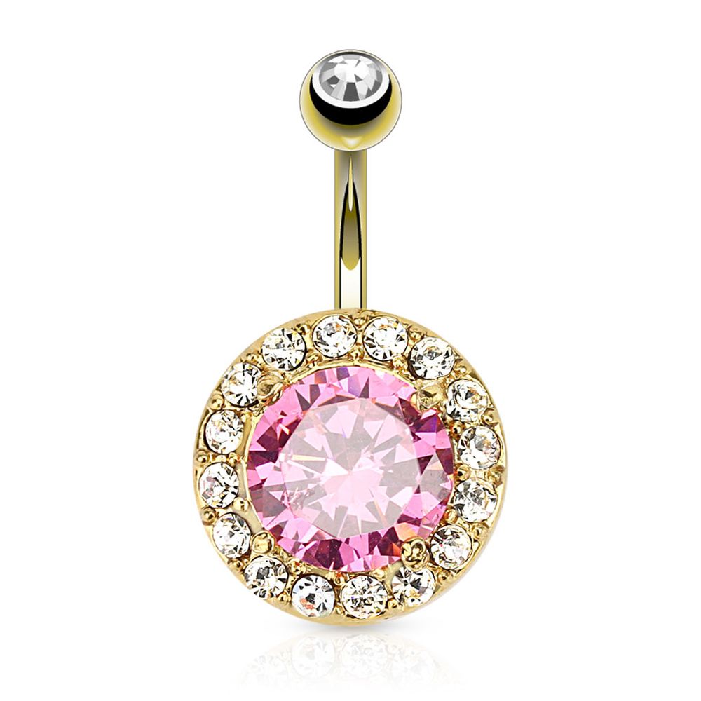 Two-Tone Halo Navel Barbell 14g