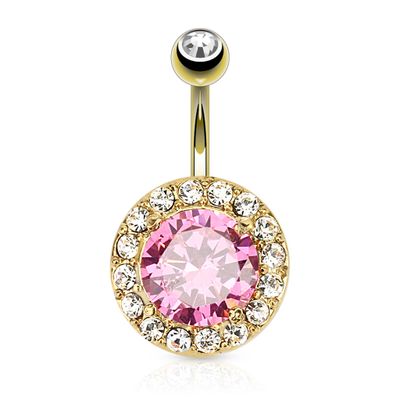 Two-Tone Halo Navel Barbell 14g