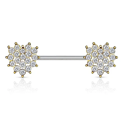 Crystal Heart Nipple Barbell 14g