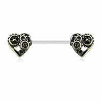 Steampunk Heart Nipple Barbell 14g