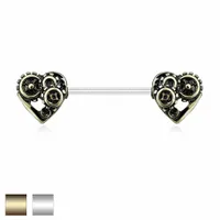 Steampunk Heart Nipple Barbell 14g