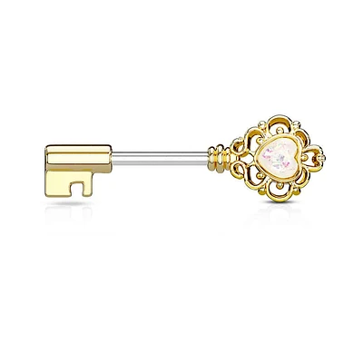 Opal Key Nipple Barbell 14g