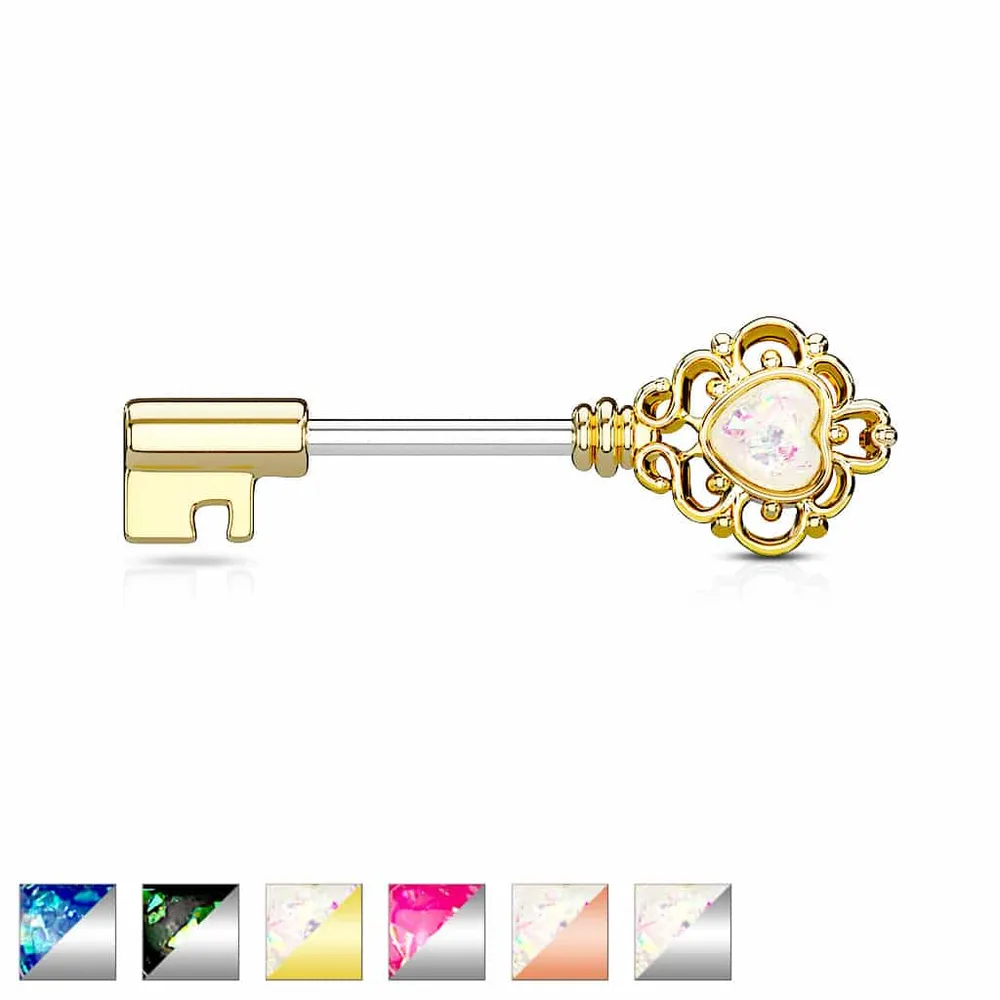 Opal Key Nipple Barbell 14g