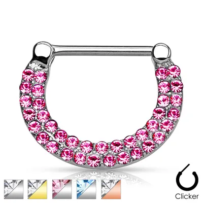 Paved Crystal Nipple Clicker 14g