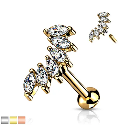 PREMIUM Claw-Set Oval Crystal Curve Labret 16g