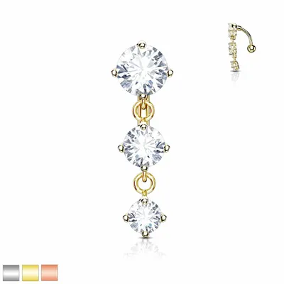 3 Tier Crystal Inverted Belly Dangle 14g