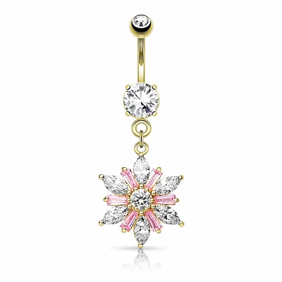 Marquise-Cut Flower Navel Dangle 14g