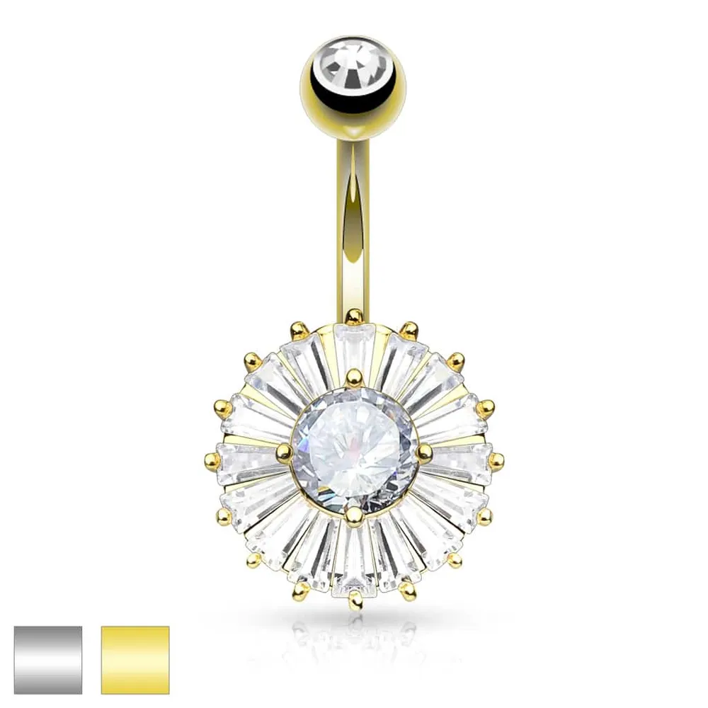 Round Flower Navel Barbell 14g