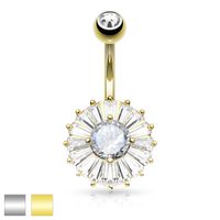 Round Flower Navel Barbell 14g