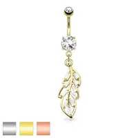 Crystal Feather Navel Dangle 14g