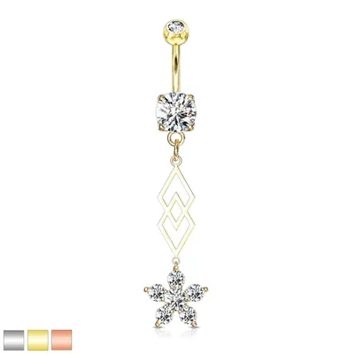 Geometric Chain + Lily Navel Dangle 14g