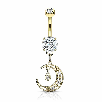 Filigree Moon Navel Dangle 14g