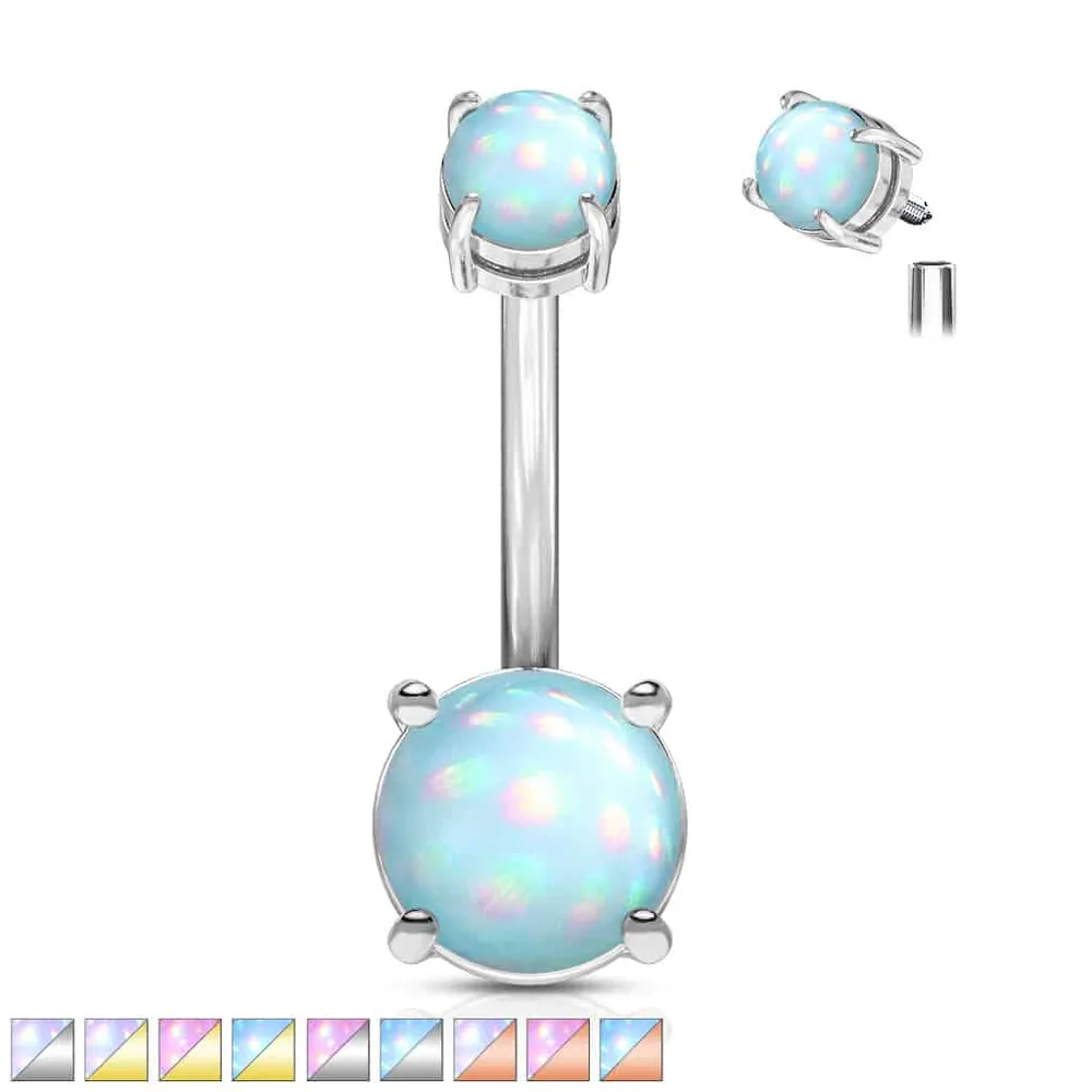 Claw-Set Moonstone Navel Barbell 14g