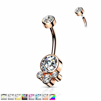 PREMIUM Crystal Dotwork Navel Barbell 14g