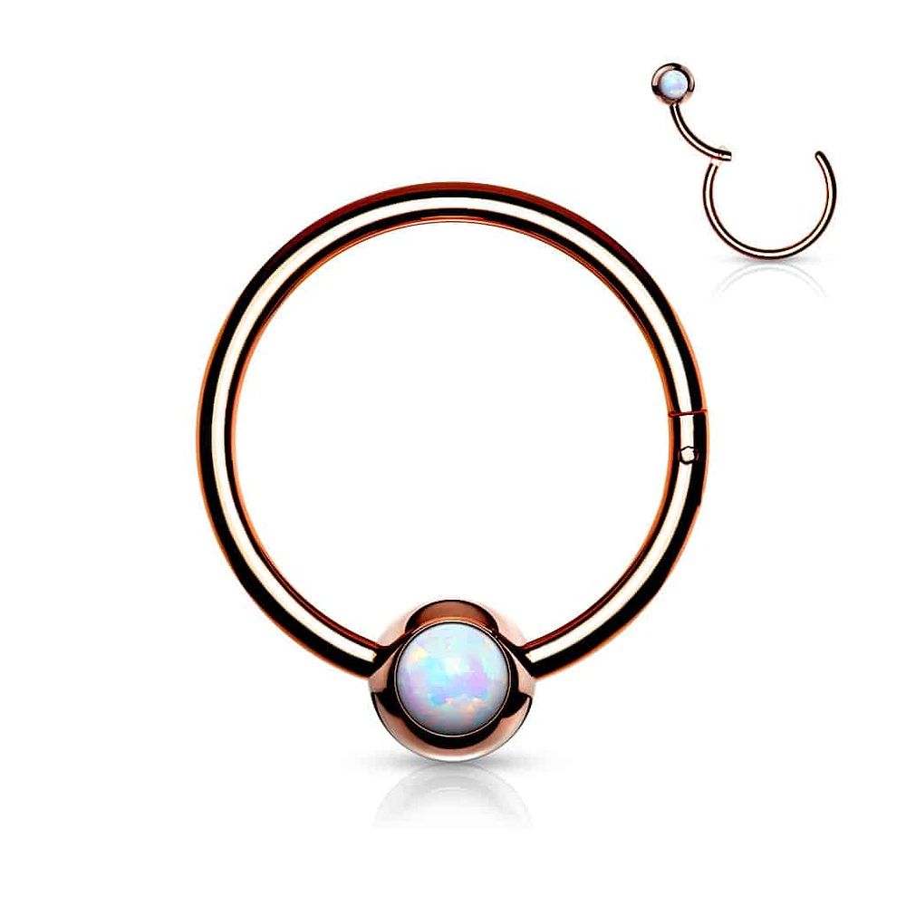 PREMIUM Bezel-Set Opal Hinged Segment Ring 16g