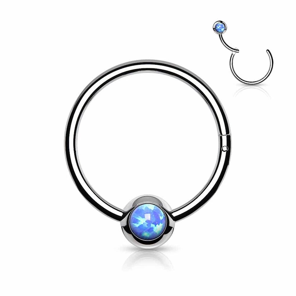 PREMIUM Bezel-Set Opal Hinged Segment Ring 16g