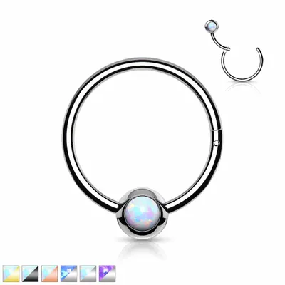 PREMIUM Bezel-Set Opal Hinged Segment Ring 16g