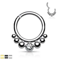 PREMIUM Dot Work + Bezel-set Crystal Hinged Segment Ring 16g