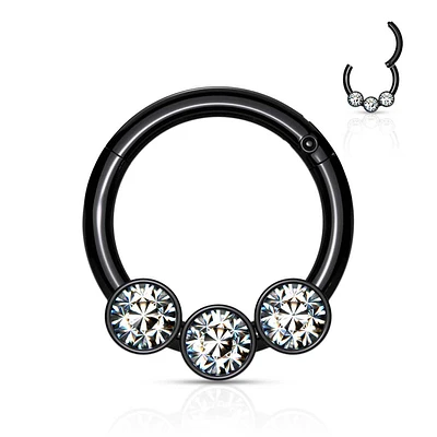 PREMIUM 3 Bezel-Set Crystal Segment Ring 16g