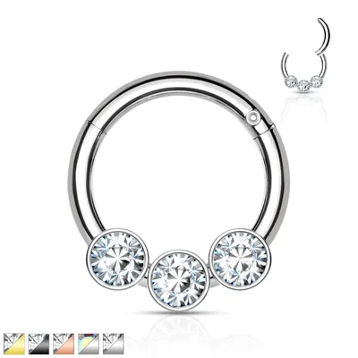 PREMIUM 3 Bezel-Set Crystal Segment Ring 16g