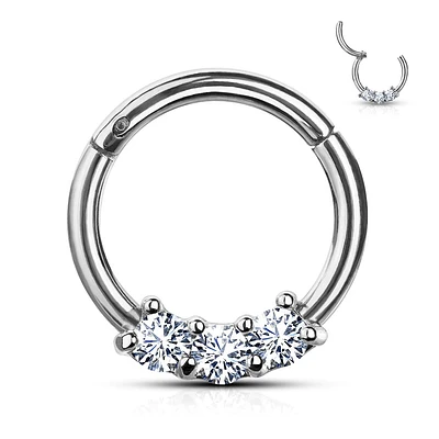 PREMIUM 3 Claw-Set Crystal Segment Ring 16g