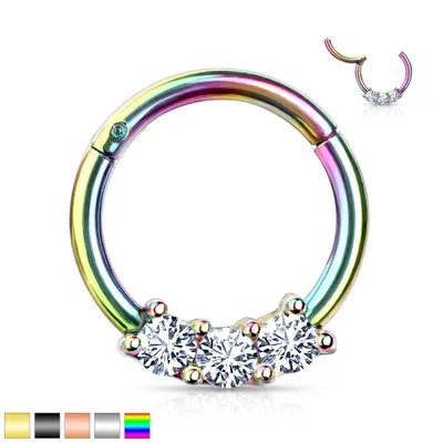 PREMIUM 3 Claw-Set Crystal Segment Ring 16g