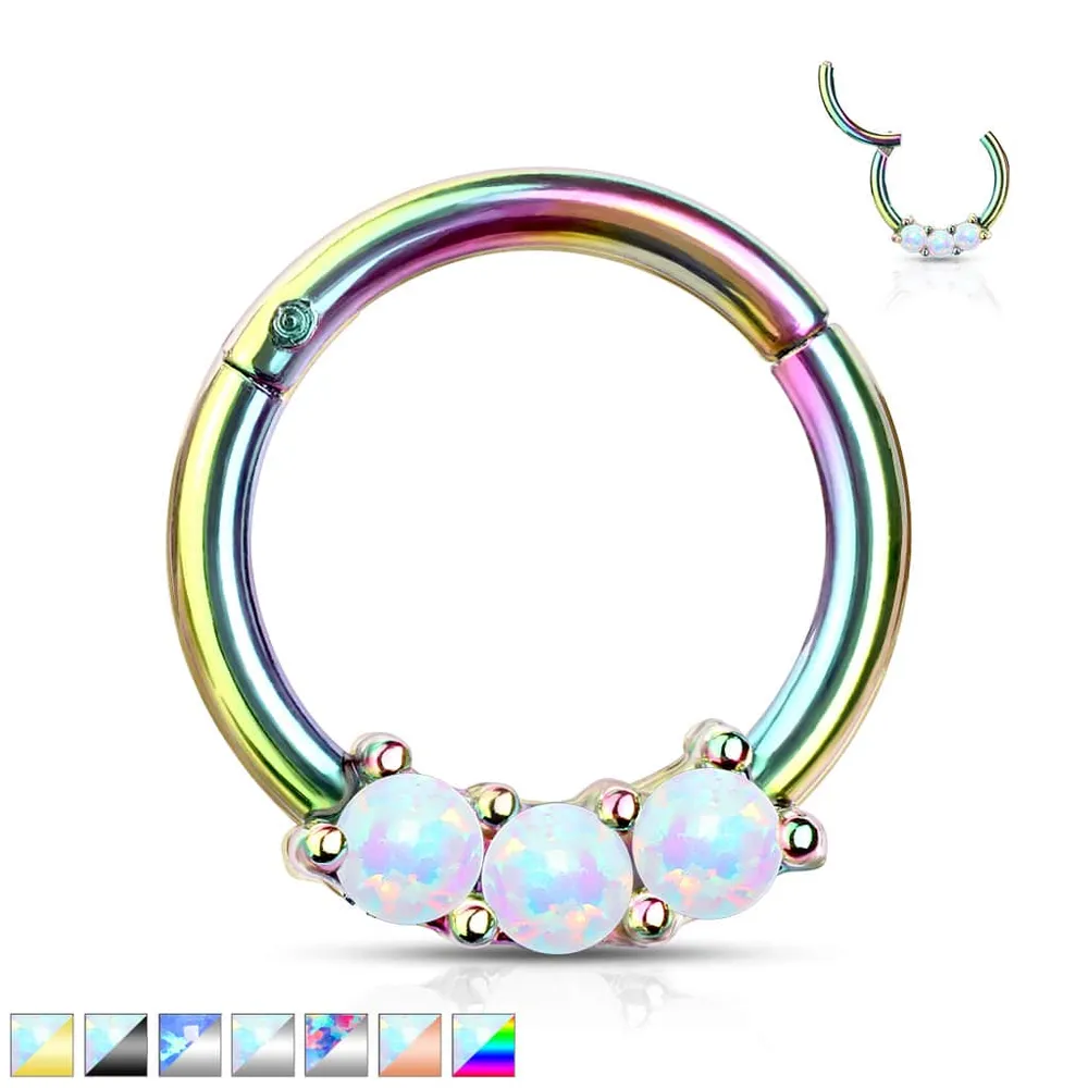 PREMIUM 3 Claw-Set Opal Hinged Segment Ring 16g