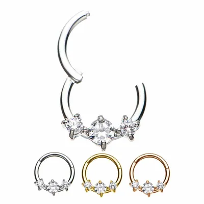 PREMIUM 3 Tiered Claw-Set Crystal Segment Ring 16g