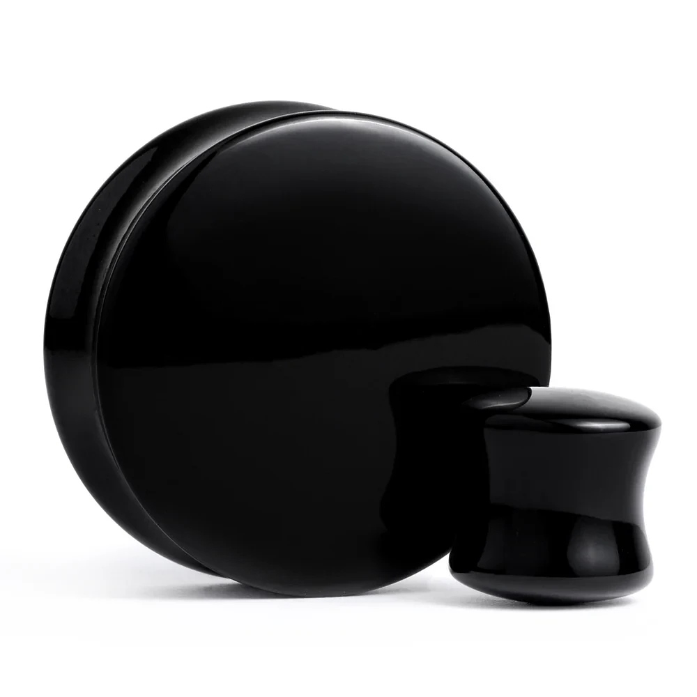 Black Double Flare Lucite Plugs 10g – 1″