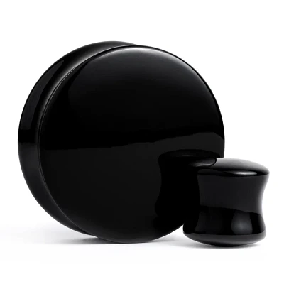 Black Double Flare Lucite Plugs 10g – 1″