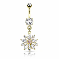 Pink Centre Flower Navel Dangle 14g