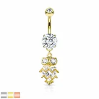 Heart Crystal Owl Navel Dangle 14g