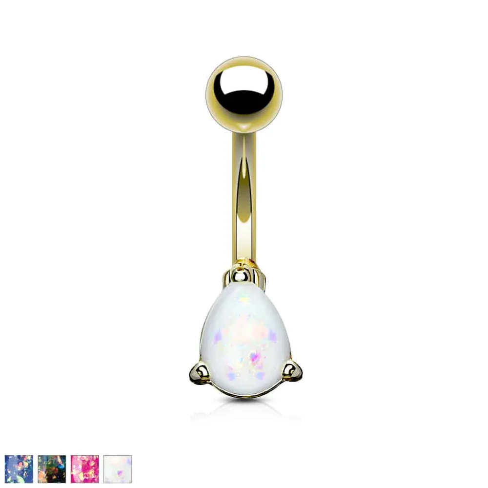 Pear Opal Belly Barbell 14g